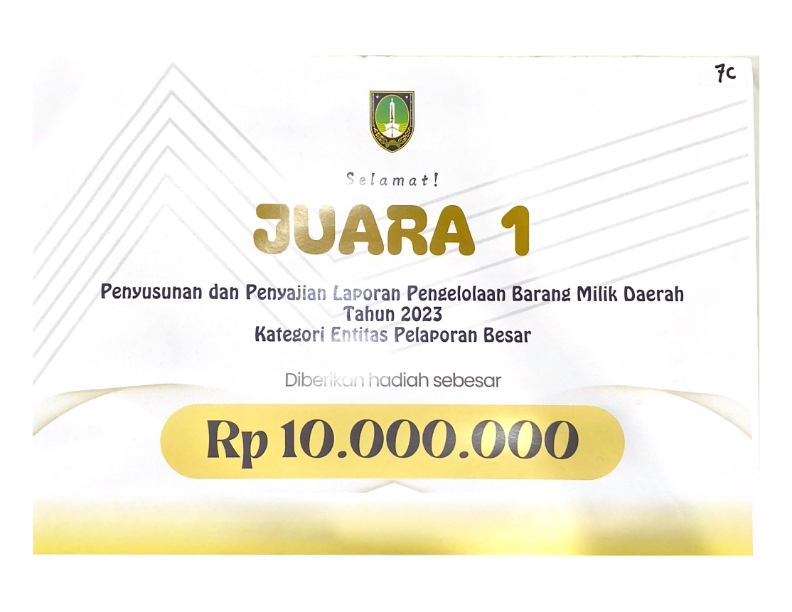 3. Pengelolaan BMD Tahun 2023_001 Juara 1 Penyusunan Dan Penyajian Laporan Pengelolaan Barang Milik Daerah Tahun 2023 Kategori Entitas Laporan Besar
