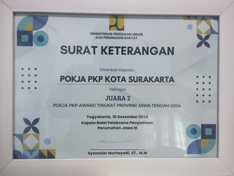 Juara 2 Pokja PKP Tahun 2024 Juara II Pokja PKP Award Tingkat Provinsi Jawa Tengah 2024