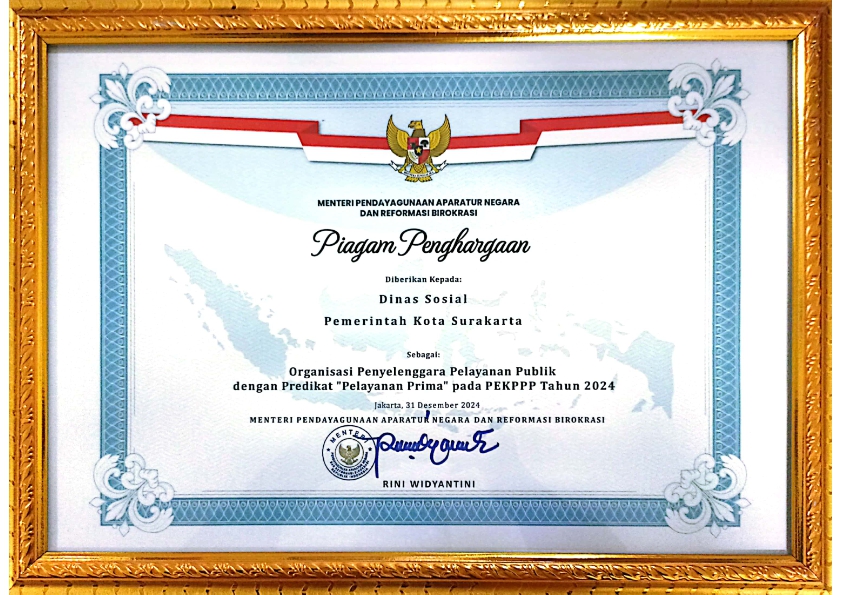 Piagam Penghargaan PEKPPP_001 Piagam Penghargaan Organisasi Penyelenggaraan Pelayanan Publik Dengan Predikat "Pelayanan Prima" Pada PEKPPP Tahun 2024